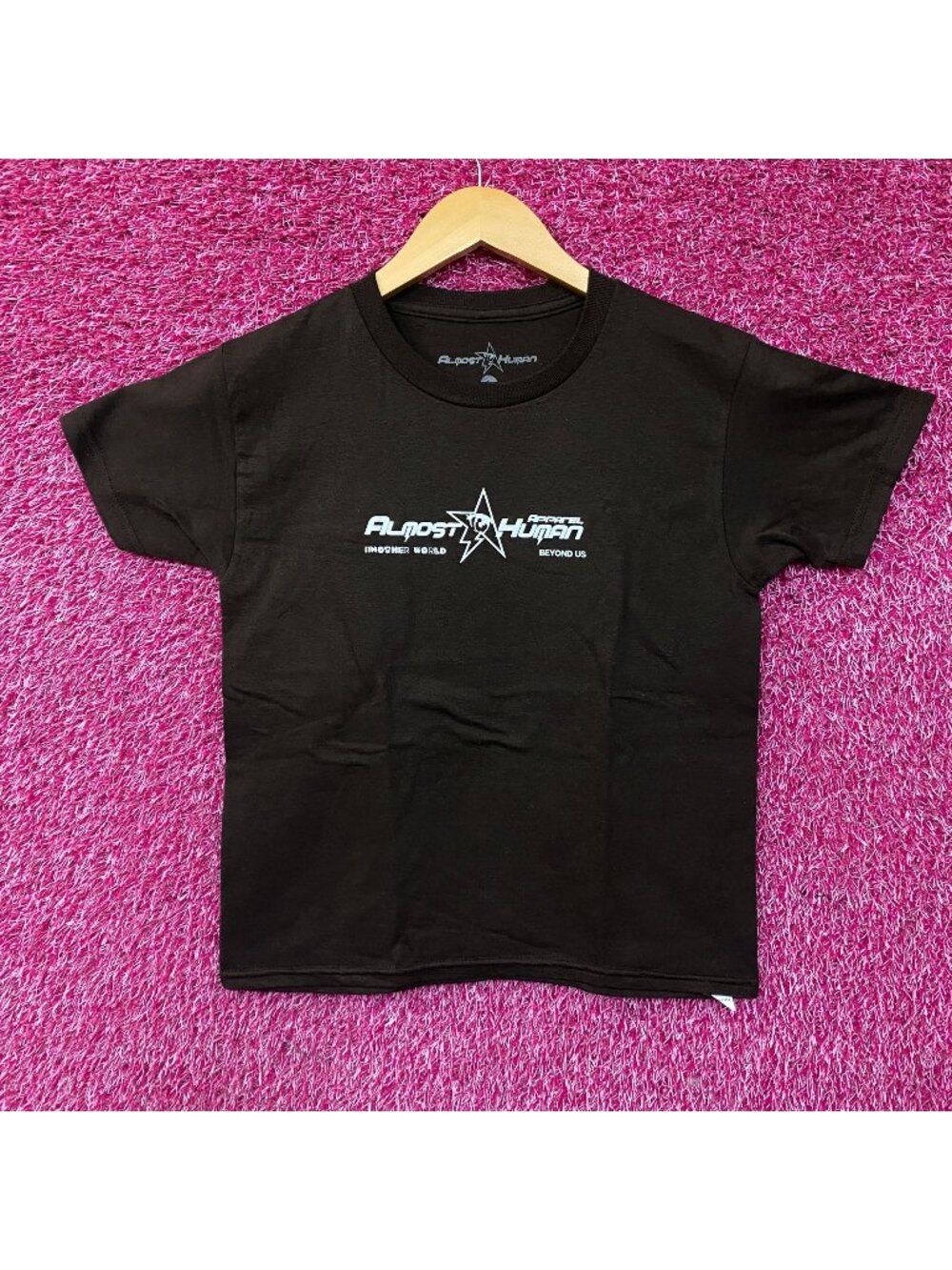 Almost Human Pink World Apparel Graphic T-Shirt Small